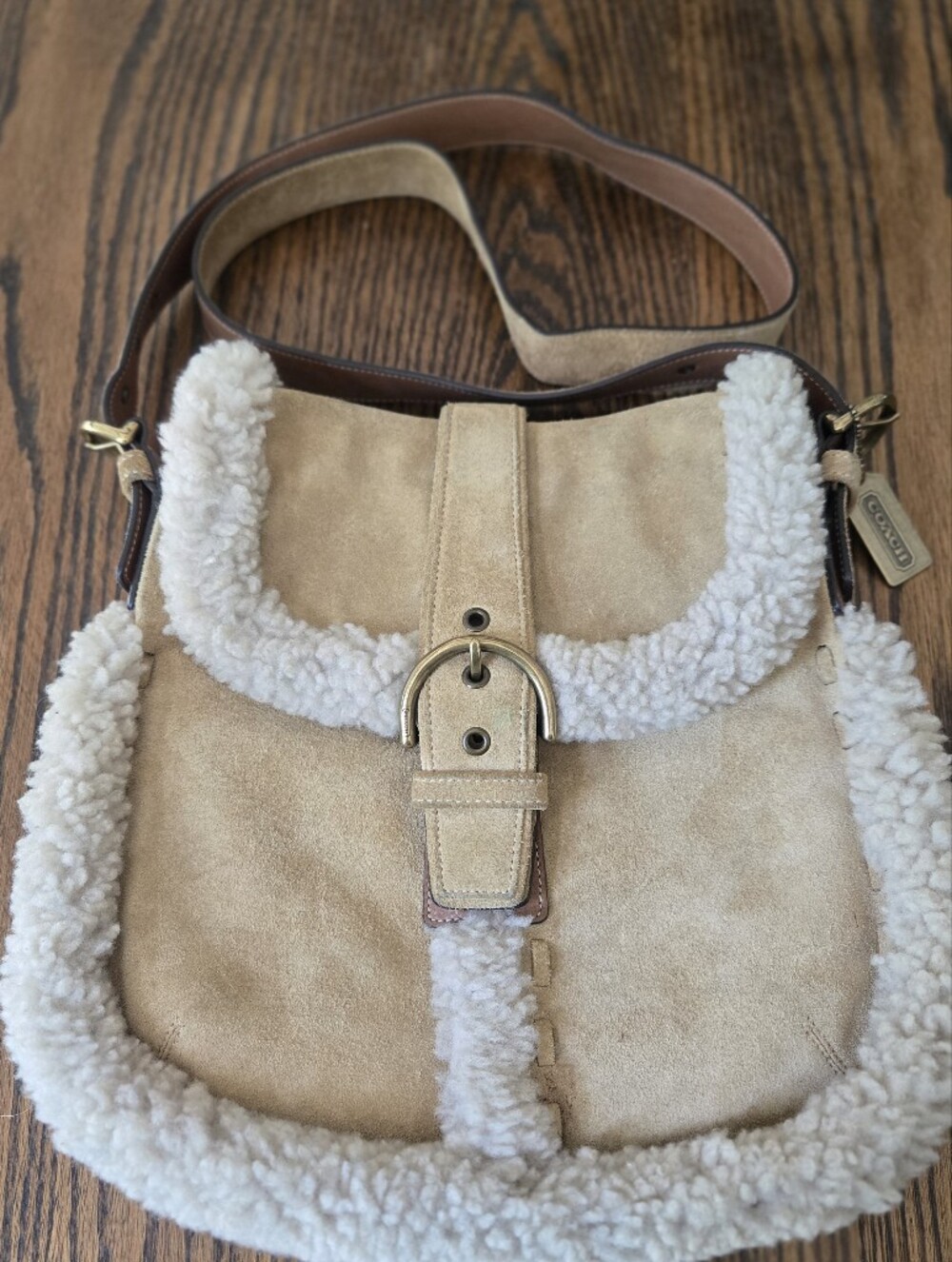 Vintage Coach Shearling Shoulder/crossbody Bag